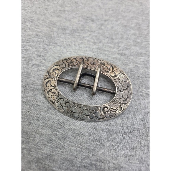 Antique Victorian Edwardian Sterling Silver LF Signed Womens Belt Buckle Pin